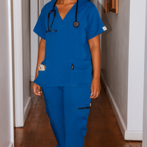 Airforce Blue Scrub Set – Women’s Premium Stretch Top & Jogger Pants with Multiple Pockets