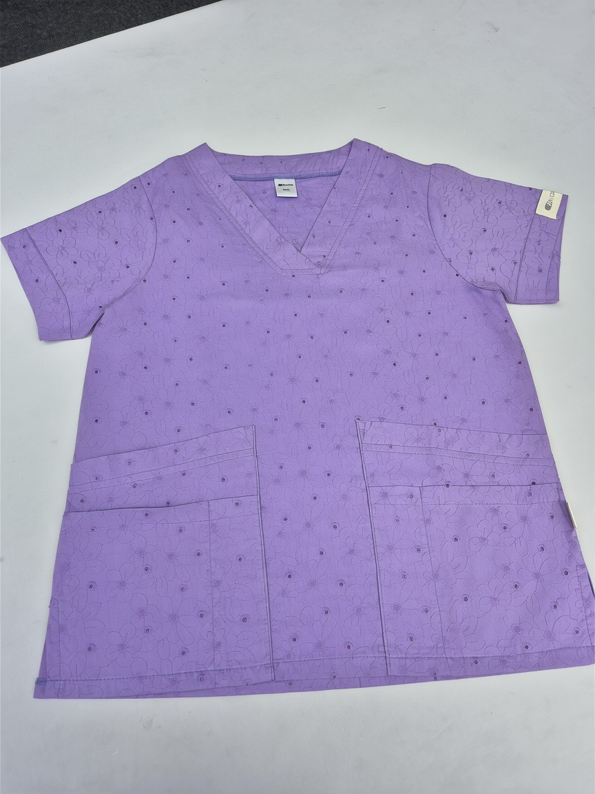 100% Cotton Anglaise Scrub Top | Breathable Summer Top with Multiple Pockets